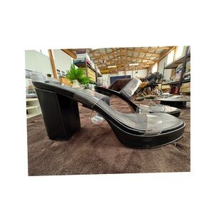 Schutz Black and Clear Women's Block Heel Sandals size 8.5